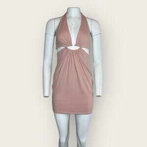NWT | Susana Monaco | Halter Cutout Mini Dress | Shell Mauve | Small